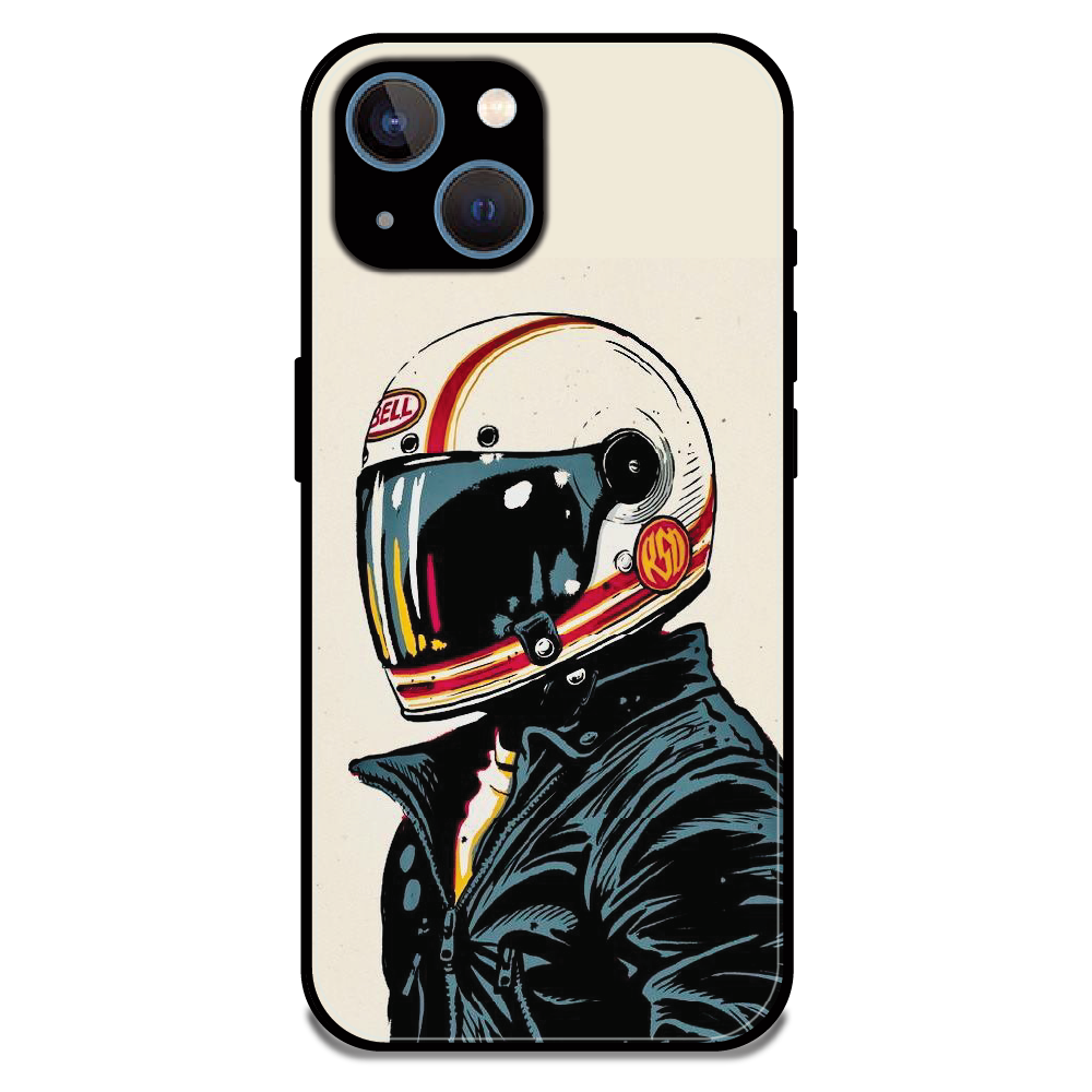Retro Racer Helmet - Glossy Metal Silicone Case For Apple iPhone 13 Mini