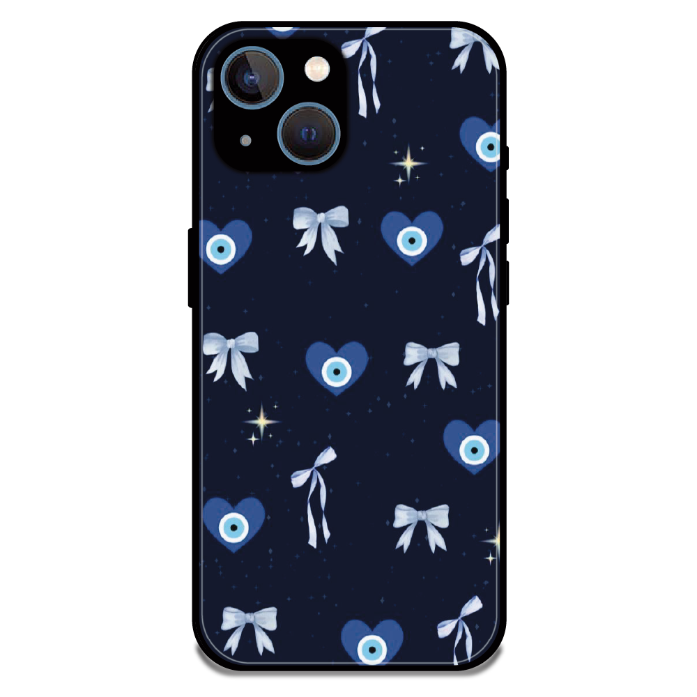 Evil Eye Bow Midnight - Glossy Metal Silicone Case For Apple iPhone 13 Mini