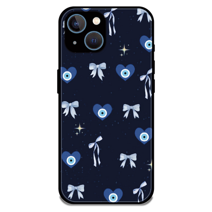 Evil Eye Bow Midnight - Glossy Metal Silicone Case For Apple iPhone 13 Mini