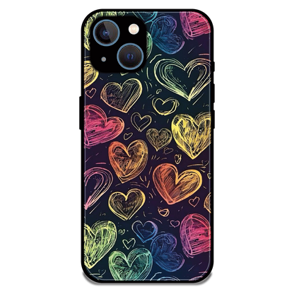 Neon Love Scribble - Glossy Metal Silicone Case For Apple iPhone 13 Mini