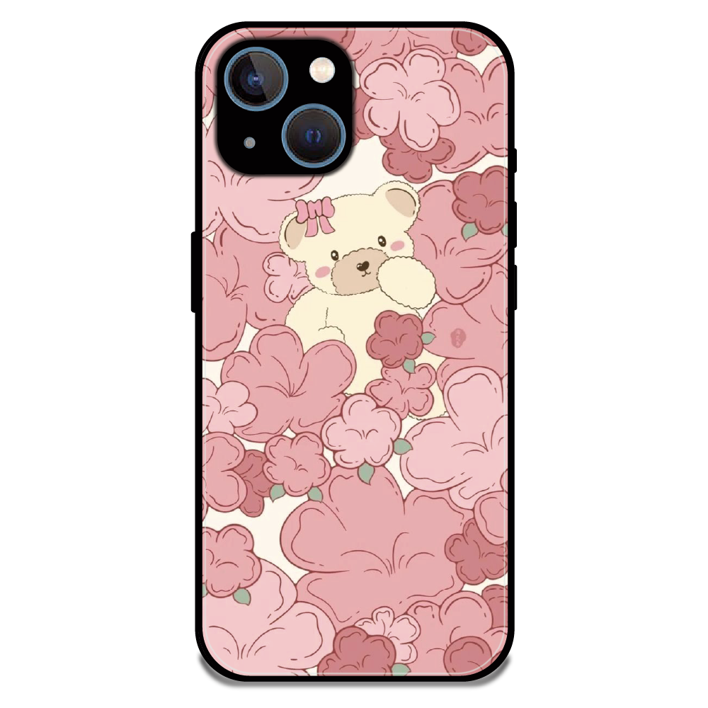 Blush Teddy Floral - Glossy Metal Silicone Case For Apple iPhone 13 Mini