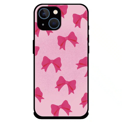 Pink Bow Aesthetic Pattern - Glossy Metal Silicone Case For Apple iPhone 13 Mini