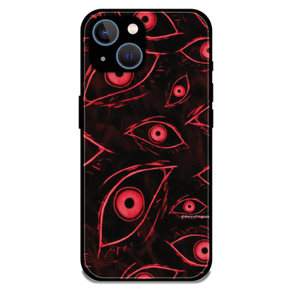 Crimson Eyes Chaos - Glossy Metal Silicone Case For Apple iPhone 13 Mini