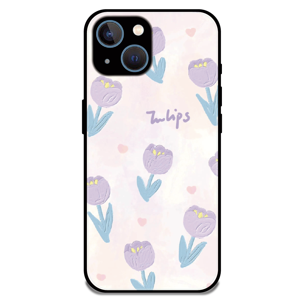 Pastel Tulip Floral - Glossy Metal Silicone Case For Apple iPhone 13 Mini