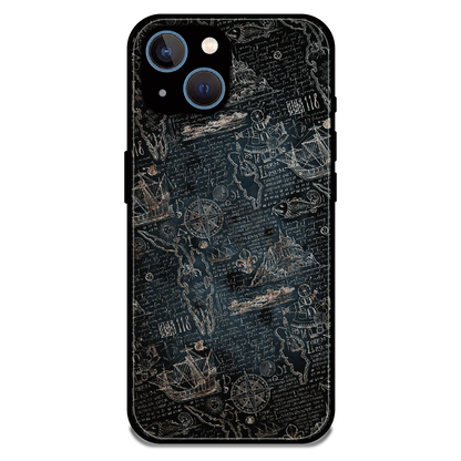 Vintage Explorer Map - Glossy Metal Silicone Case For Apple iPhone 13 Mini