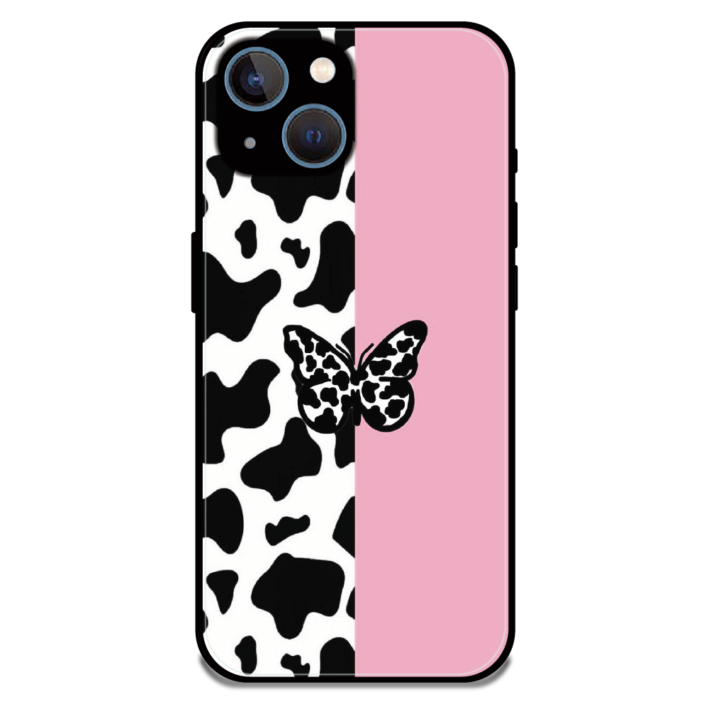 Cow Print Butterfly - Glossy Metal Silicone Case For Apple iPhone 13 Mini