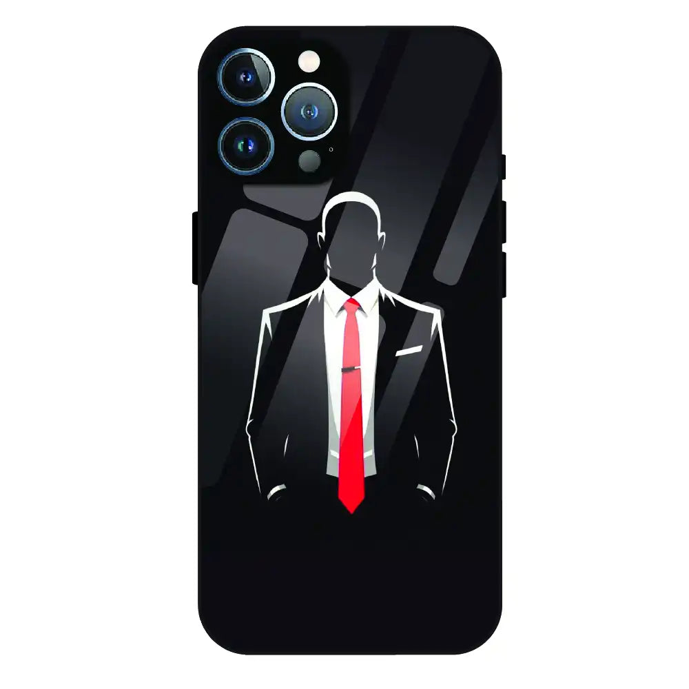 Red Tie Silhouette - Glass Case For Apple iPhone 13 Pro
