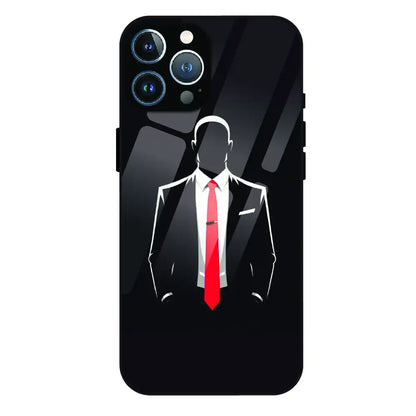 Red Tie Silhouette - Glass Case For Apple iPhone 13 Pro