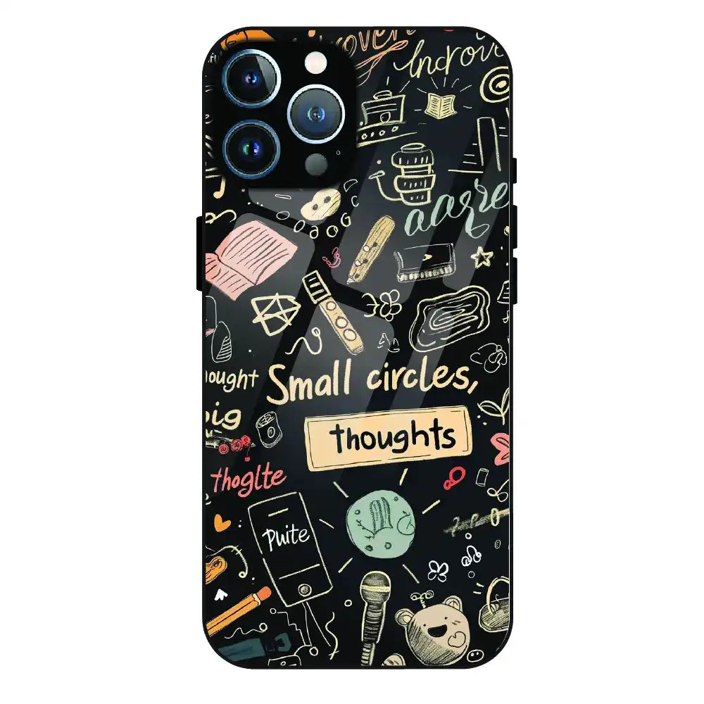 Thought Doodle Noir - Glass Case For Apple iPhone 13 Pro