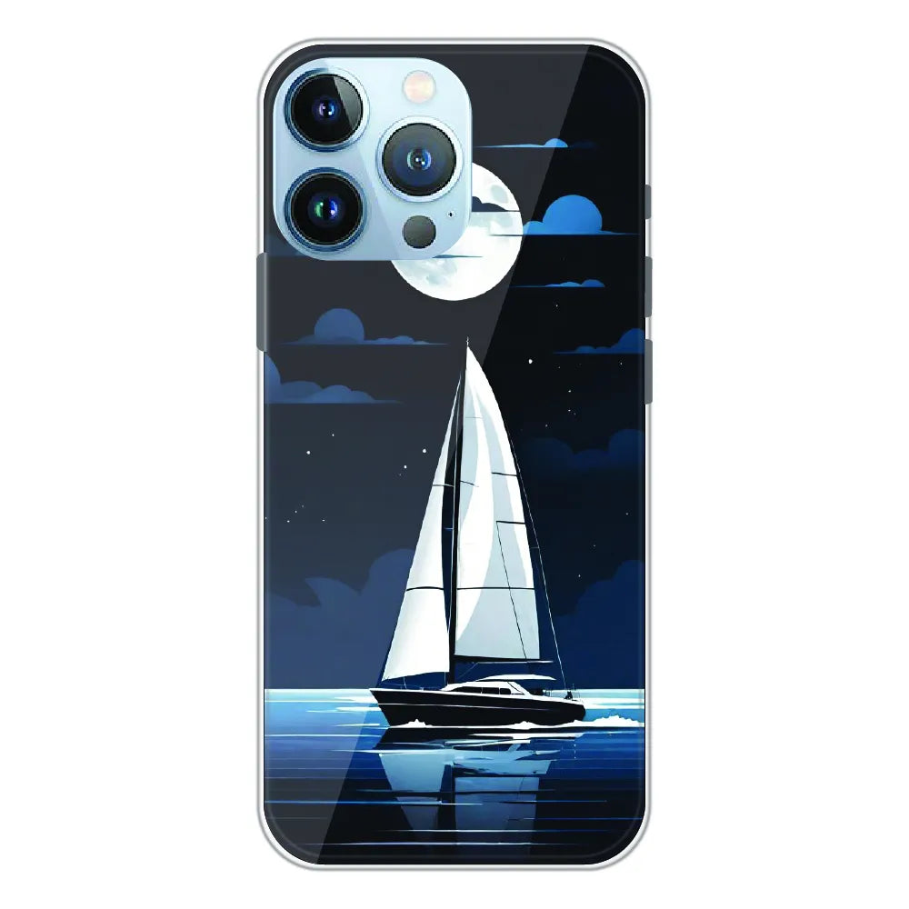 Moonlight Sailboat - Printed Silicone Case For Apple iPhone 13 Pro
