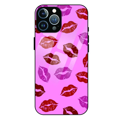 Pink Lips Pop Art Pattern - Glass Case For Apple iPhone 13 Pro