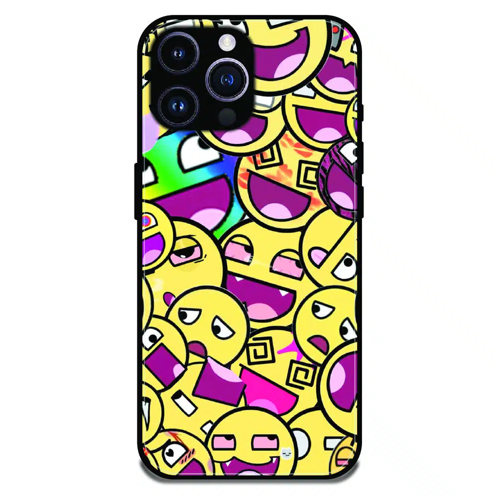 Emoji Chaos Pop Art - Glossy Metal Silicone Case For Apple iPhone 13 Pro