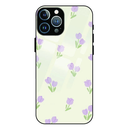 Minimal Tulip Pattern - Glass Case For Apple iPhone 13 Pro