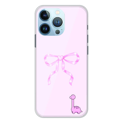 Cute Pink Dino Bow - Printed Silicone Case For Apple iPhone 13 Pro