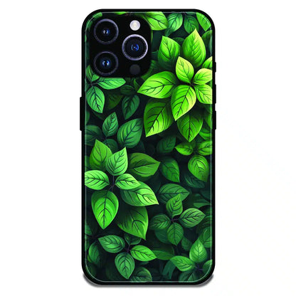 Lush Green Leaf Pattern - Glossy Metal Silicone Case For Apple iPhone 13 Pro