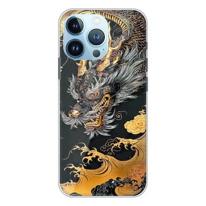 Golden Dragon Japanese Art - Printed Silicone Case For Apple iPhone 13 Pro