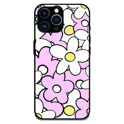 Pink Daisy Floral Pop - Glossy Metal Silicone Case For Apple iPhone 13 Pro