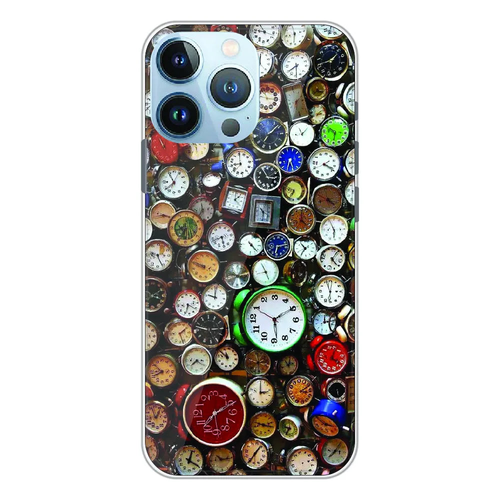 Retro Timepiece Pattern - Printed Silicone Case For Apple iPhone 13 Pro