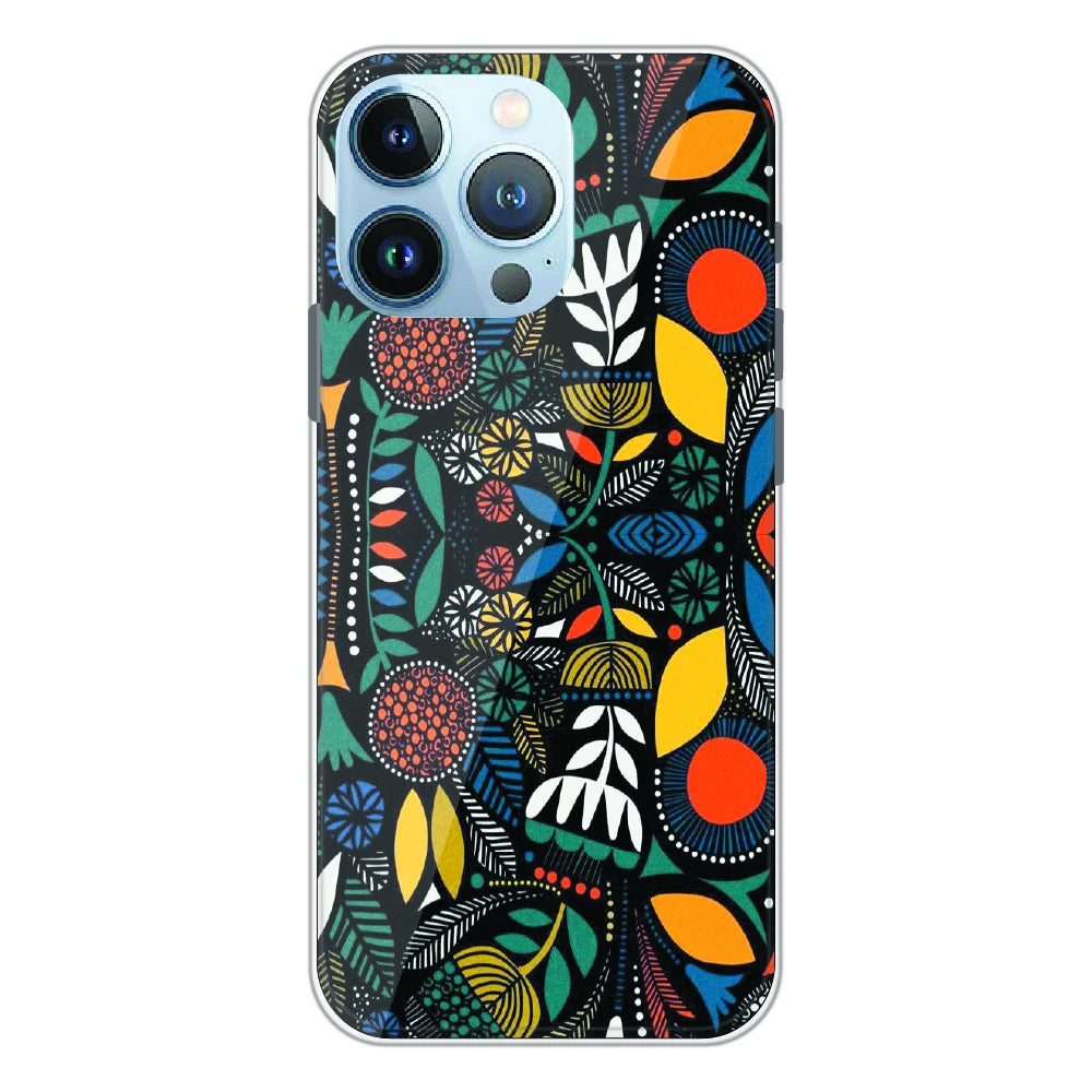 Folk Floral Night Garden - Printed Silicone Case For Apple iPhone 13 Pro