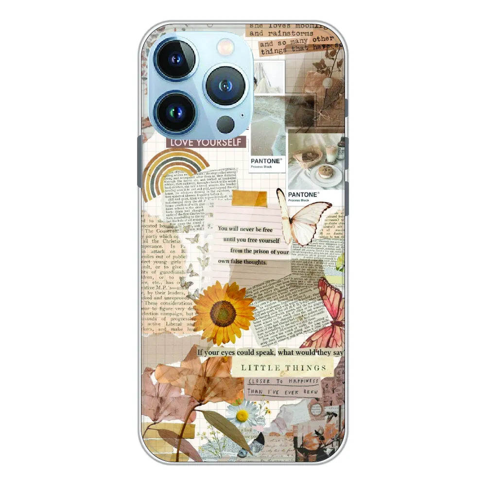 Aesthetic Butterfly & Sunflower - Printed Silicone Case For Apple iPhone 13 Pro