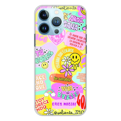 Colorful Amor Positivity Collage - Printed Silicone Case For Apple iPhone 13 Pro
