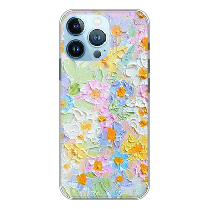 Pastel Floral Oil Paint - Printed Silicone Case For Apple iPhone 13 Pro