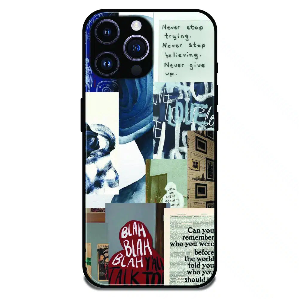 Blue Motivational Collage - Glossy Metal Silicone Case For Apple iPhone 13 Pro
