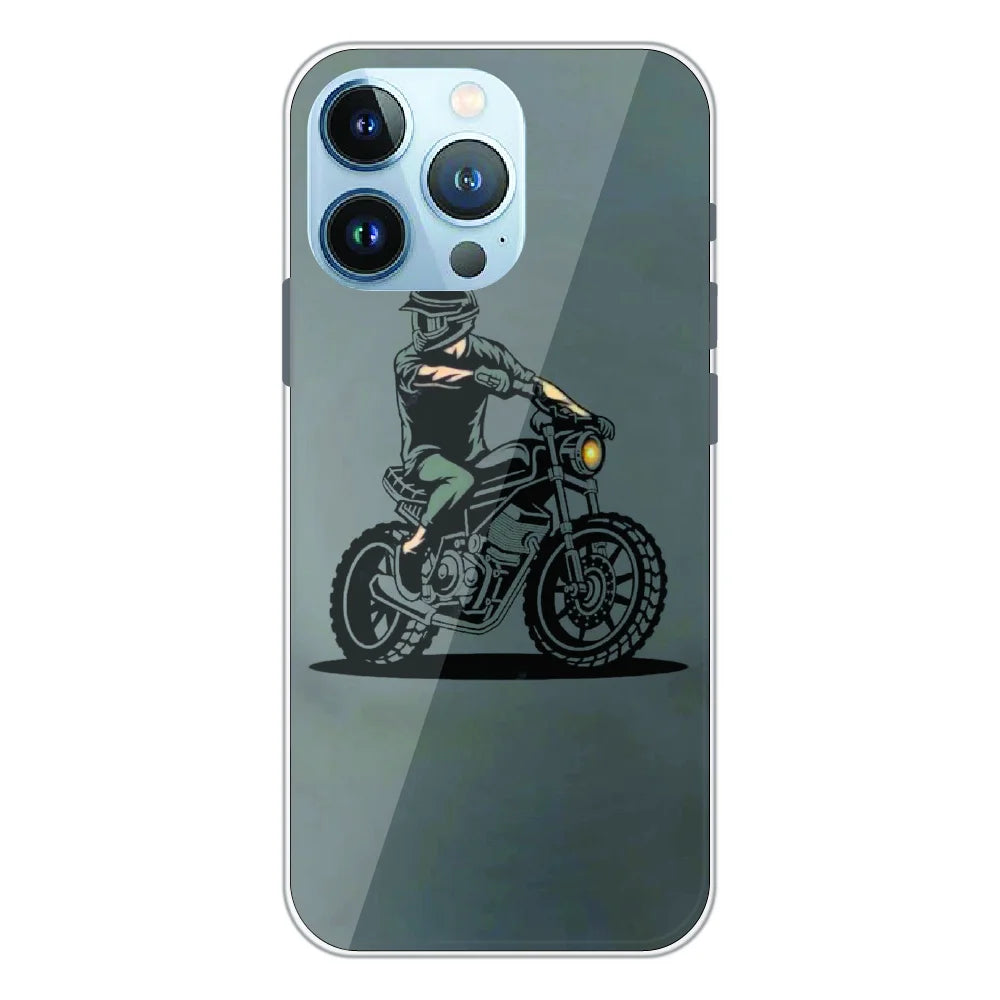 Vintage Biker Rider Art - Printed Silicone Case For Apple iPhone 13 Pro