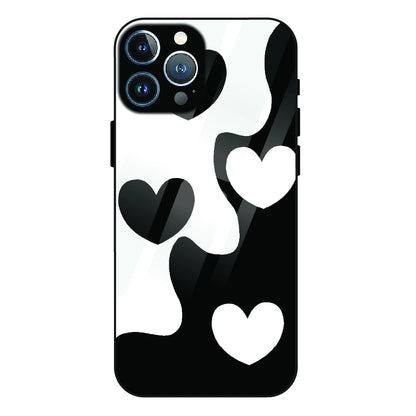 Monochrome Heart Flow - Glass Case For Apple iPhone 13 Pro