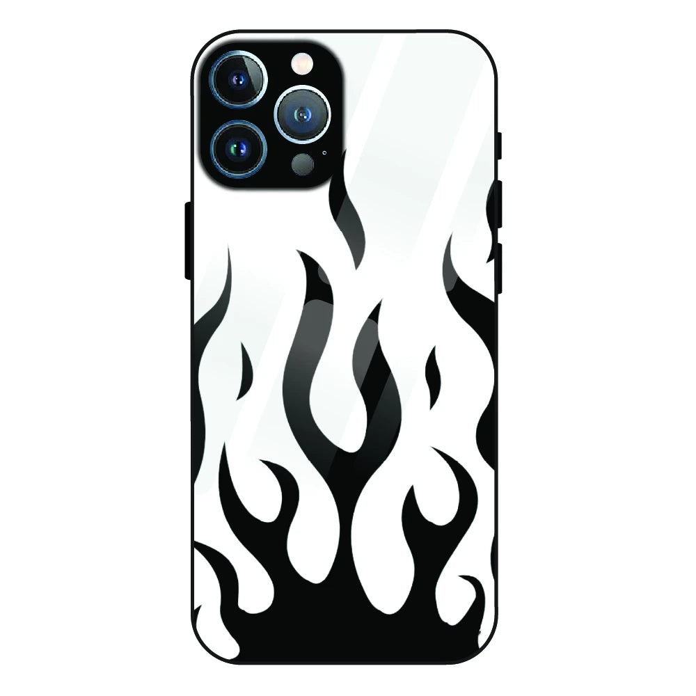 Monochrome Flame Art - Glass Case For Apple iPhone 13 Pro