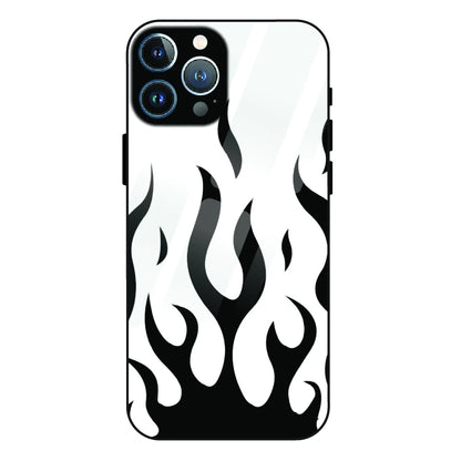 Monochrome Flame Art - Glass Case For Apple iPhone 13 Pro