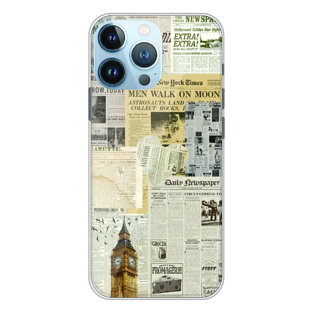 Vintage Newspaper Collage - Printed Silicone Case For Apple iPhone 13 Pro