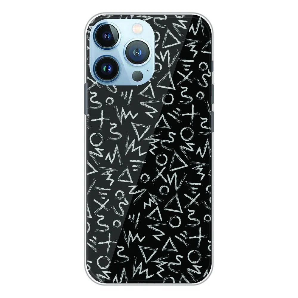 Geometric Black & White Pattern - Printed Silicone Case For Apple iPhone 13 Pro
