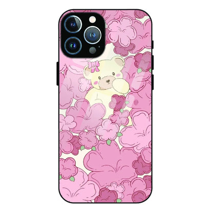 Blush Teddy Floral - Glass Case For Apple iPhone 13 Pro