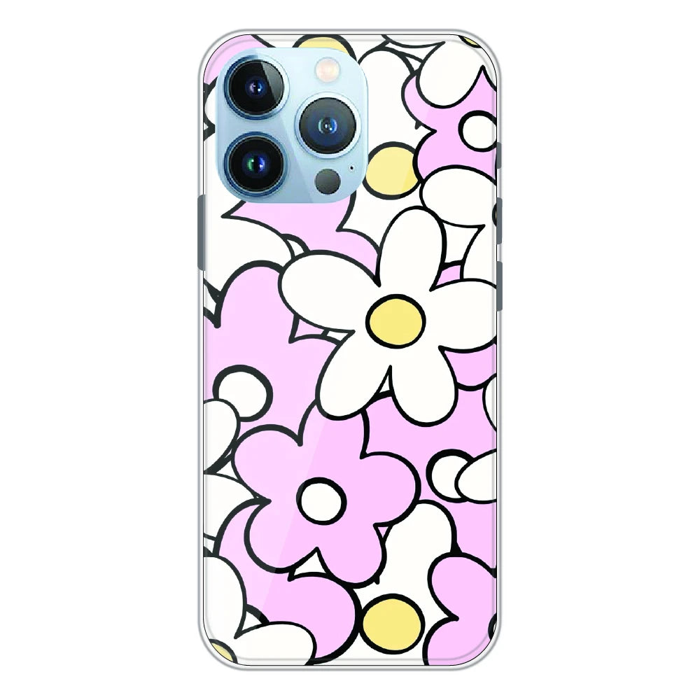 Pink Daisy Floral Pop - Printed Silicone Case For Apple iPhone 13 Pro