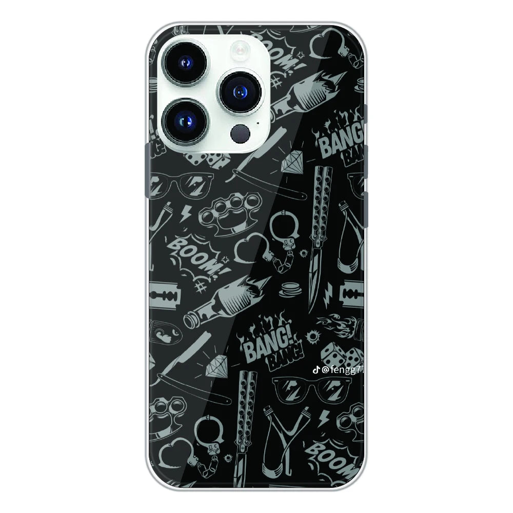 Black Graphic Street Art - Printed Silicone Case For Apple iPhone 13 Pro Max