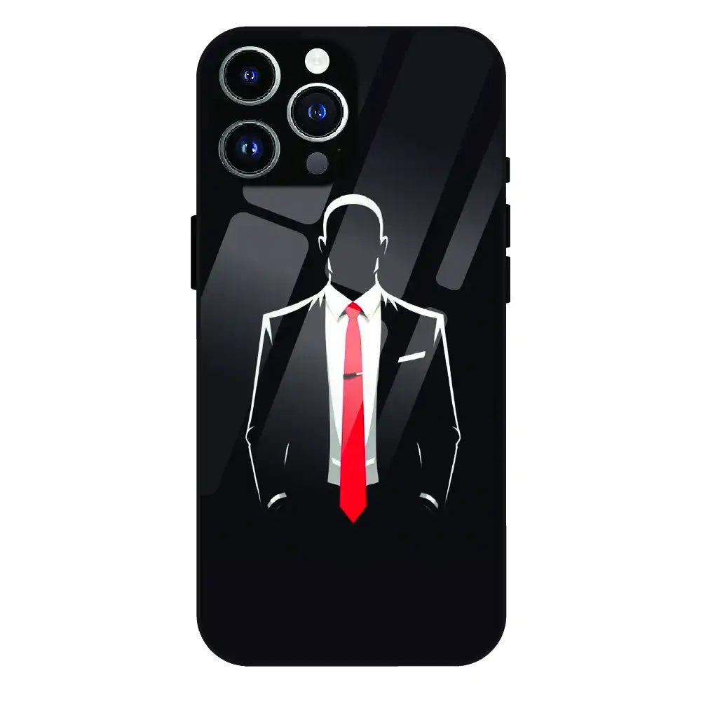 Red Tie Silhouette - Glass Case For Apple iPhone 13 Pro Max