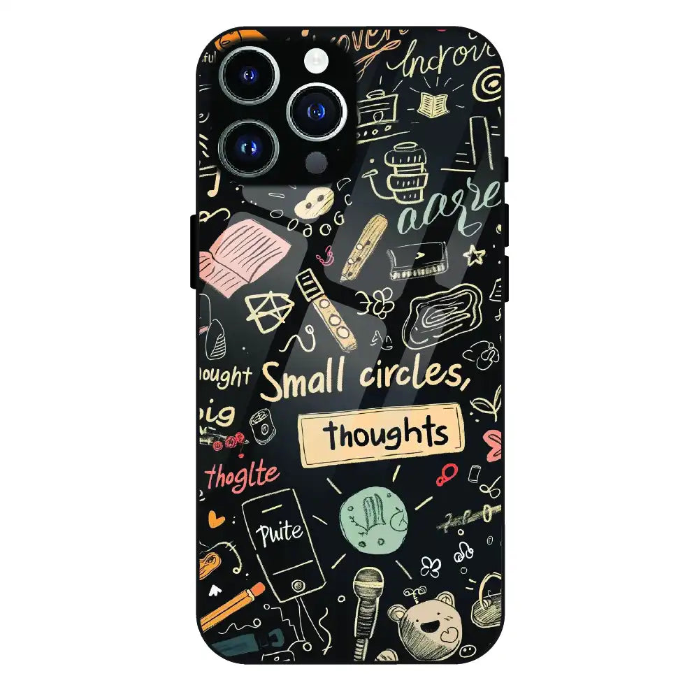 Thought Doodle Noir - Glass Case For Apple iPhone 13 Pro Max