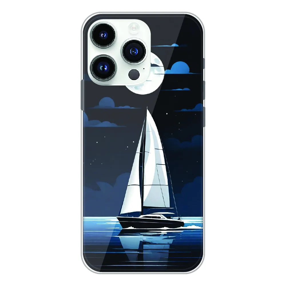 Moonlight Sailboat - Printed Silicone Case For Apple iPhone 13 Pro Max