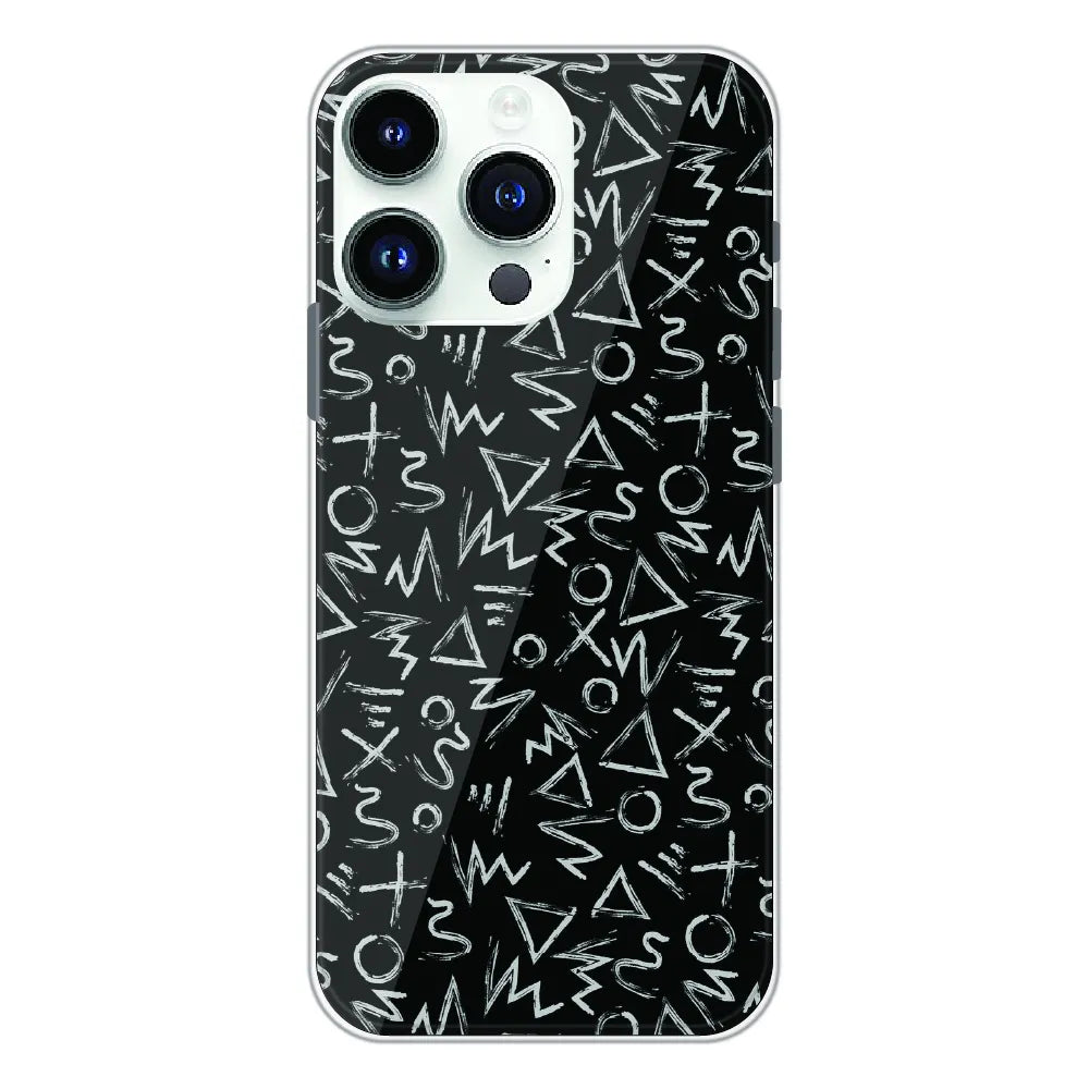 Geometric Black & White Pattern - Printed Silicone Case For Apple iPhone 13 Pro Max