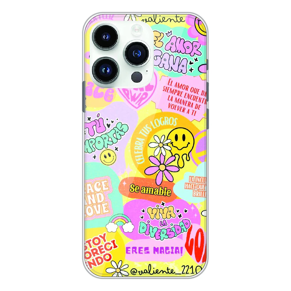 Colorful Amor Positivity Collage - Printed Silicone Case For Apple iPhone 13 Pro Max