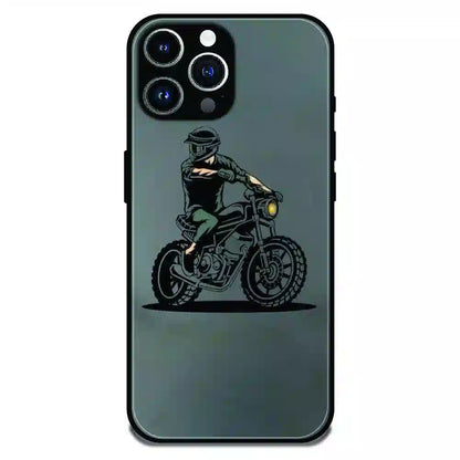 Vintage Biker Rider Art - Glossy Metal Silicone Case For Apple iPhone 13 Pro Max