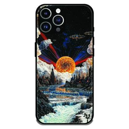 Cosmic Fantasy Sun Landscape - Glossy Metal Silicone Case For Apple iPhone 13 Pro Max