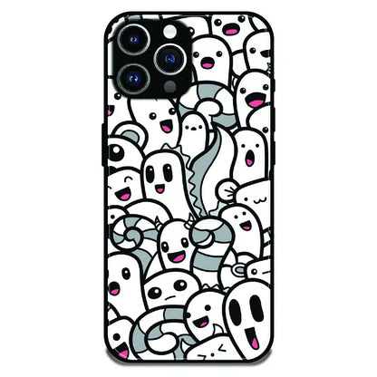 Cute Ghost Crowd - Glossy Metal Silicone Case For Apple iPhone 13 Pro Max