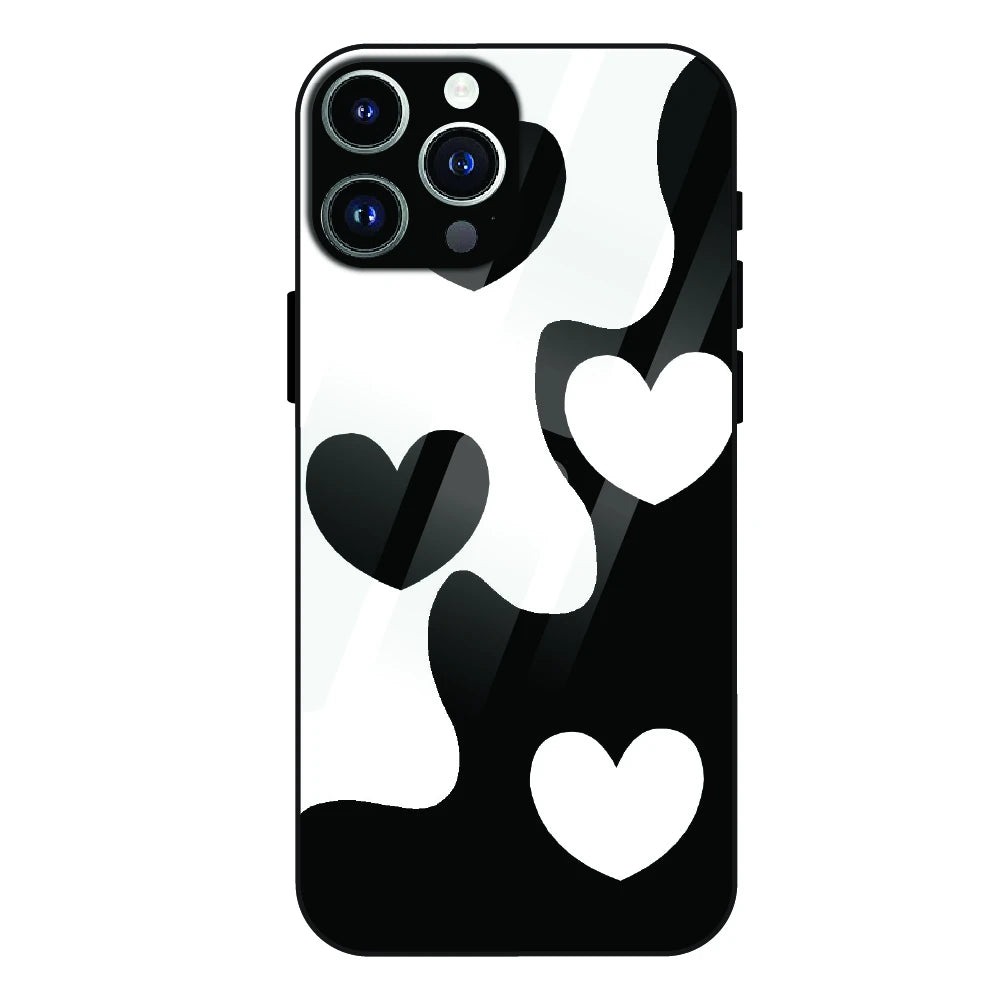 Monochrome Heart Flow - Glass Case For Apple iPhone 13 Pro Max