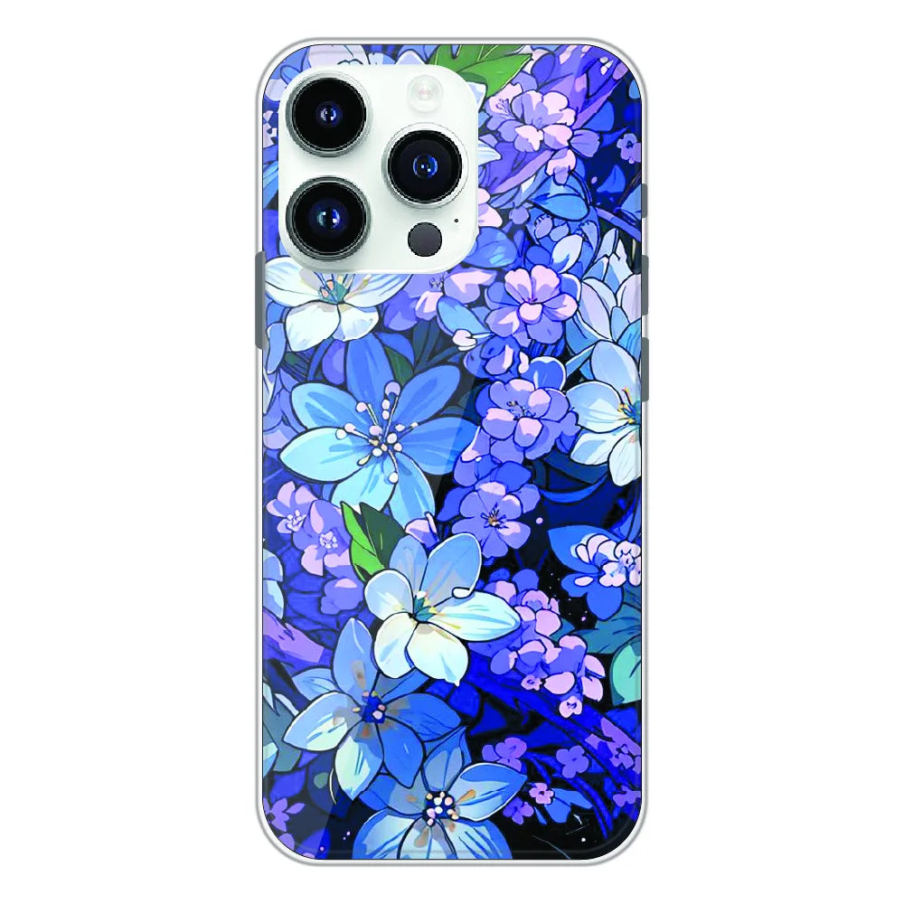 Midnight Blue Floral Garden - Printed Silicone Case For Apple iPhone 13 Pro Max