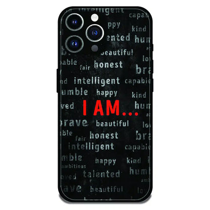 I Am Affirmation Quote - Glossy Metal Silicone Case For Apple iPhone 13 Pro Max