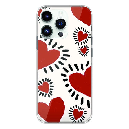 Red Heart Doodle Art - Printed Silicone Case For Apple iPhone 13 Pro Max