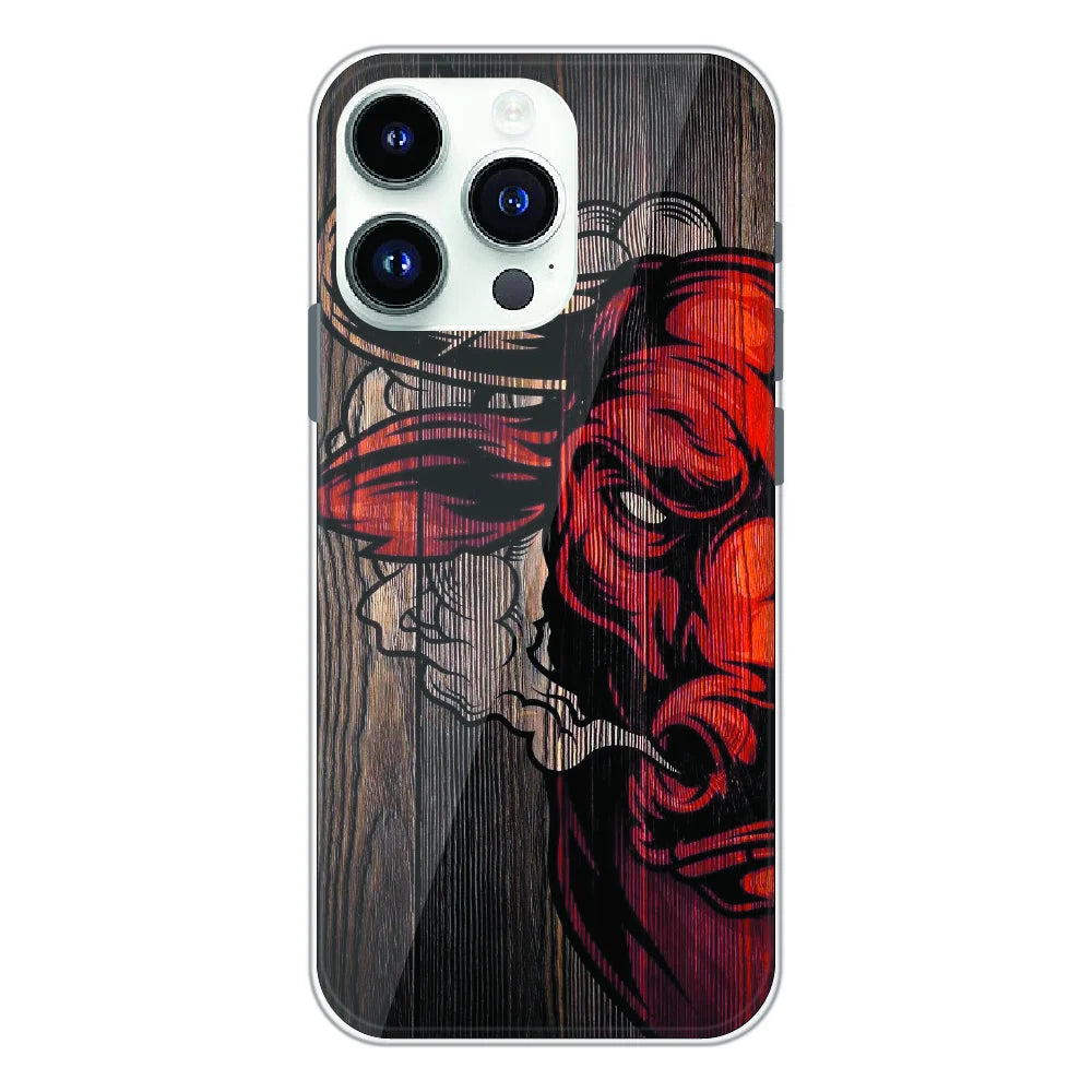 Abstract Red Mask Wood Art - Printed Silicone Case For Apple iPhone 13 Pro Max