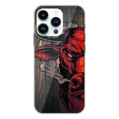 Abstract Red Mask Wood Art - Printed Silicone Case For Apple iPhone 13 Pro Max